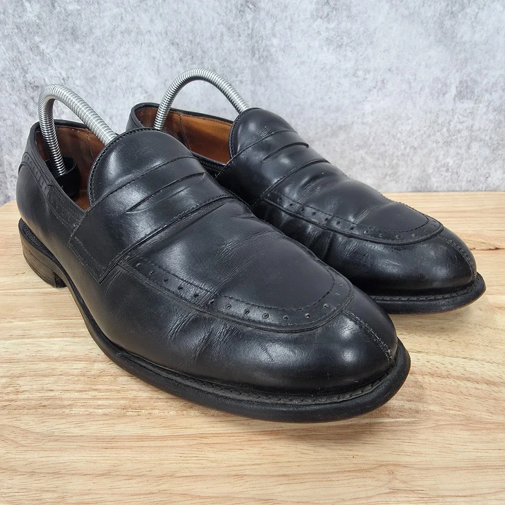 Allen Edmonds Loafers Mens 8.5 Glenfield Black Leather‎ Slip On Dress Shoes